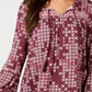 Style & Co Women's Tassel Peasant Blouse Purple Size Petite X-Large