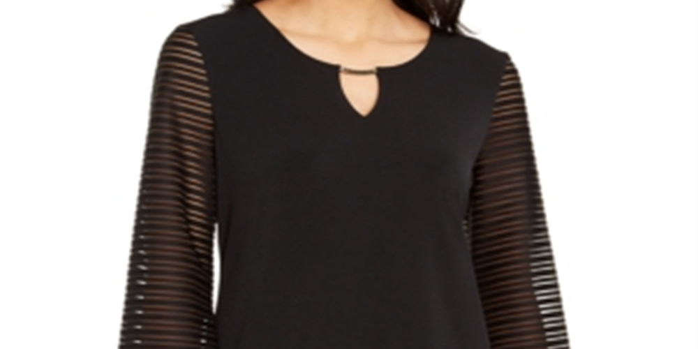 JM Collection Women's Puff Sleeve Top Black Size Small