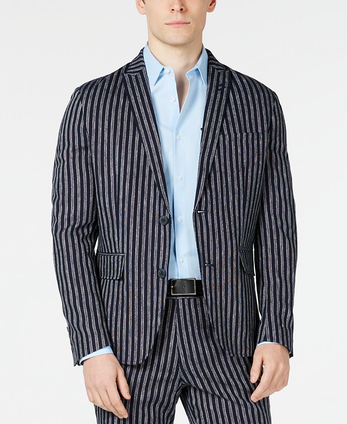 INC International Concepts Men's Striped Slim Fit Blazer Blue Size X-Large