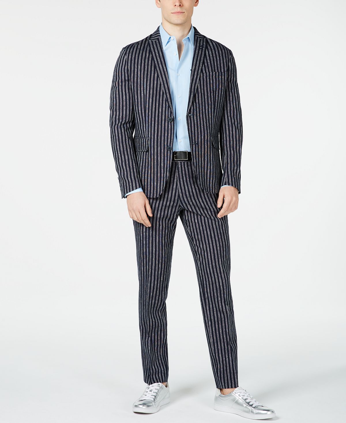 INC International Concepts Men's Striped Slim Fit Blazer Blue Size X-Large