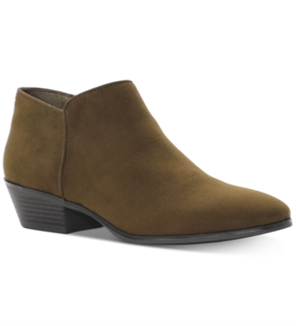 Style & Co Women's Buckle Accent Almond Toe Block Heel Zip up Dress Boots Green Size 12M