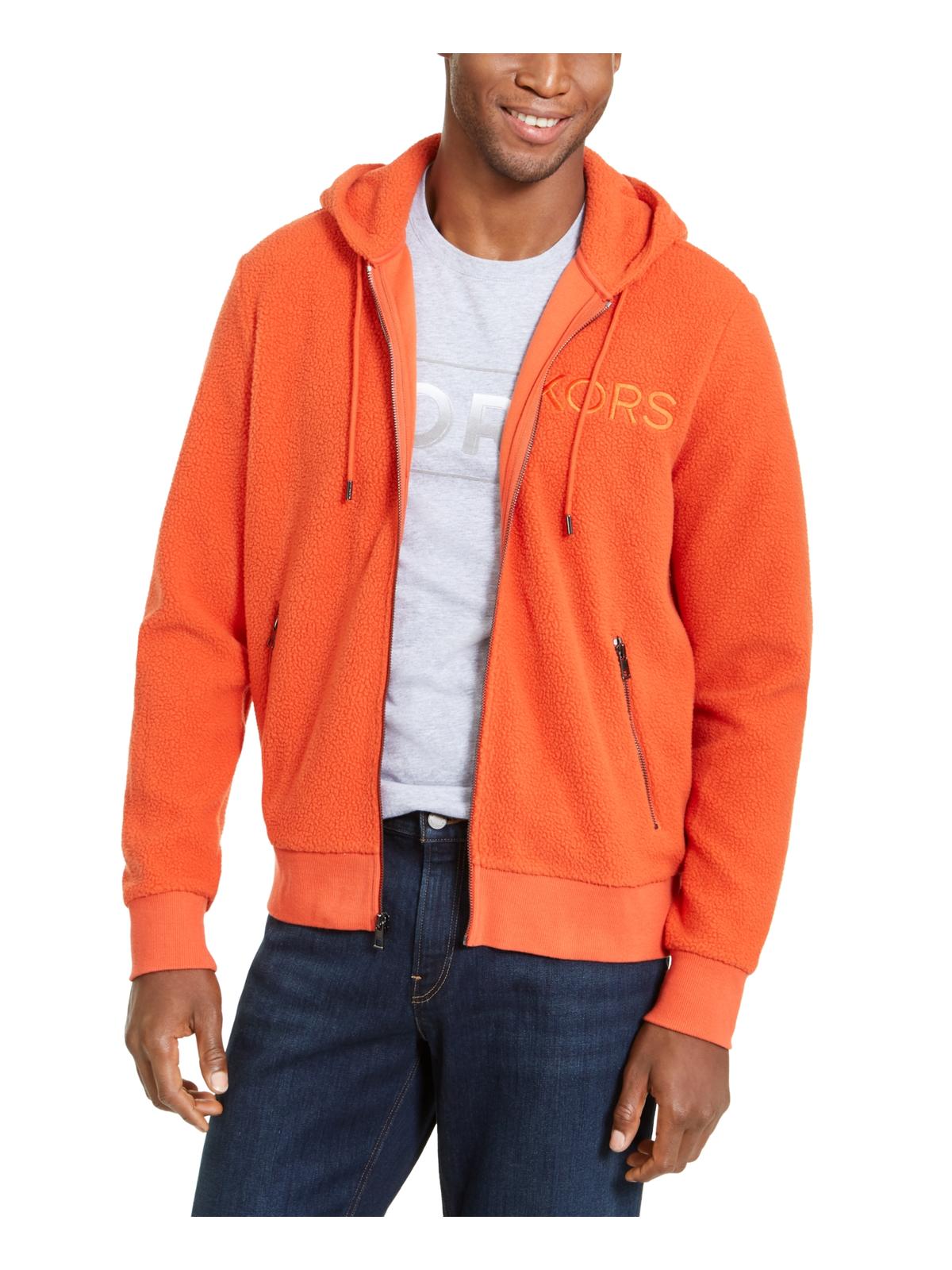 Michael Kors Men's Sherpa Logo Hoodie Orange Size Small