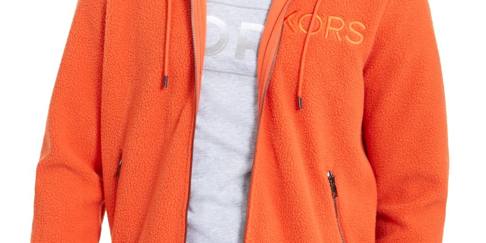 Michael Kors Men's Sherpa Logo Hoodie Orange Size Small