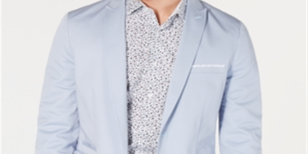 INC International Concepts Men's Slim Fit Two Button Blazer Blue Size XXX-Large