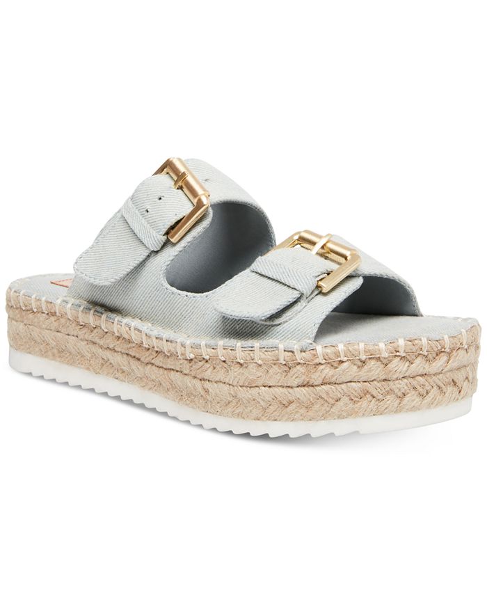 Madden Girl Women's Jonesy Fabric Open Toe Casual Slide Sandals Blue Size 8.5 M