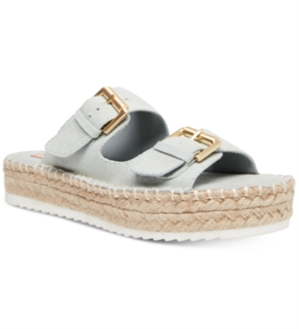 Madden Girl Women's Jonesy Fabric Open Toe Casual Slide Sandals Blue Size 8.5 M