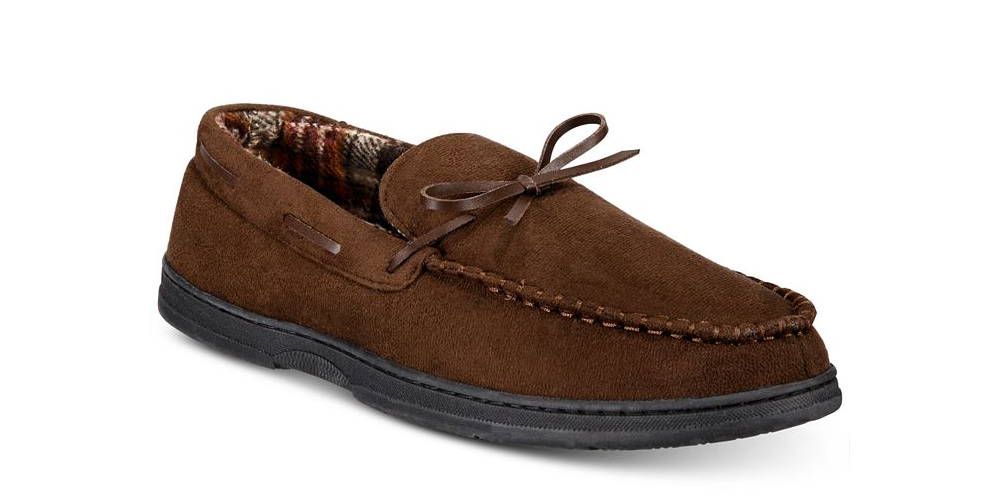 Gold Toe Men's Carter Memory Foam Slip on Loafer Slippers Brown Size Large