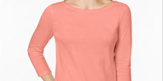 Charter Club Women's Pima Cotton Button Shoulder Top Orange Size 44