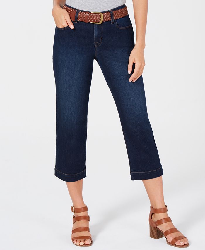 Style & Co Women's Belted Capri Jeans Blue Size 10P