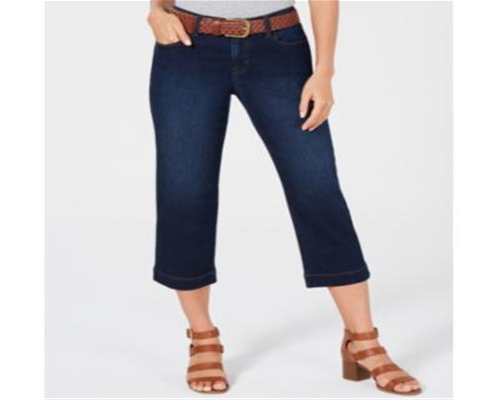 Style & Co Women's Belted Capri Jeans Blue Size 10P