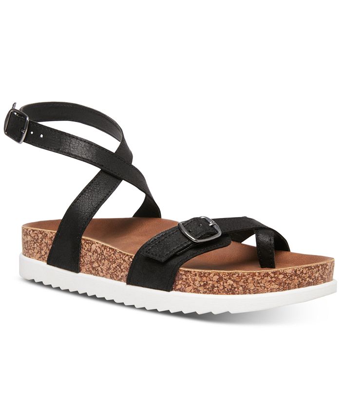 Madden Girl Women's Garnett Strappy Footbed Sandals Black Size 8.5 M