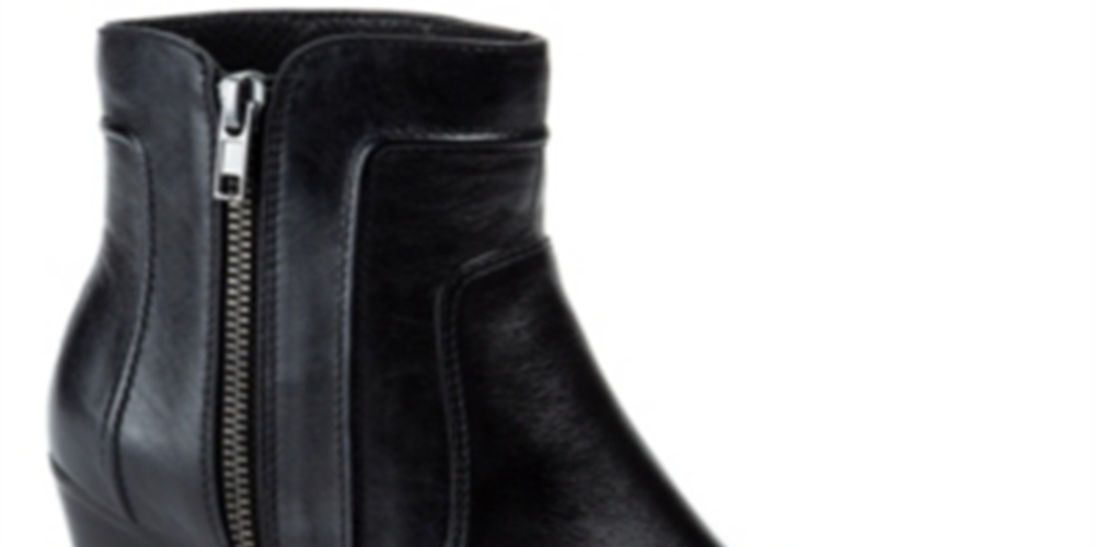 Sole Bound Women's Round Toe Block Heel Zip up Leather Booties Black Size 8.5 M