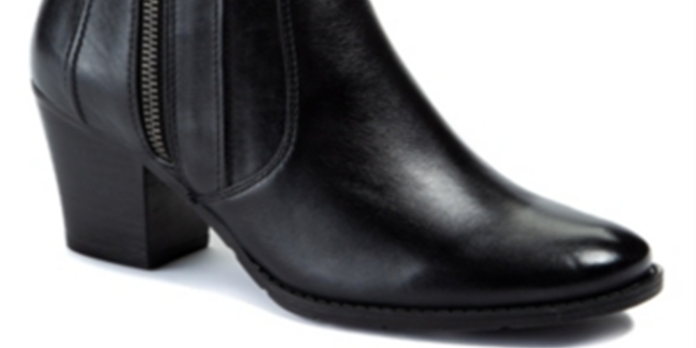 Sole Bound Women's Round Toe Block Heel Zip up Leather Booties Black Size 8.5 M