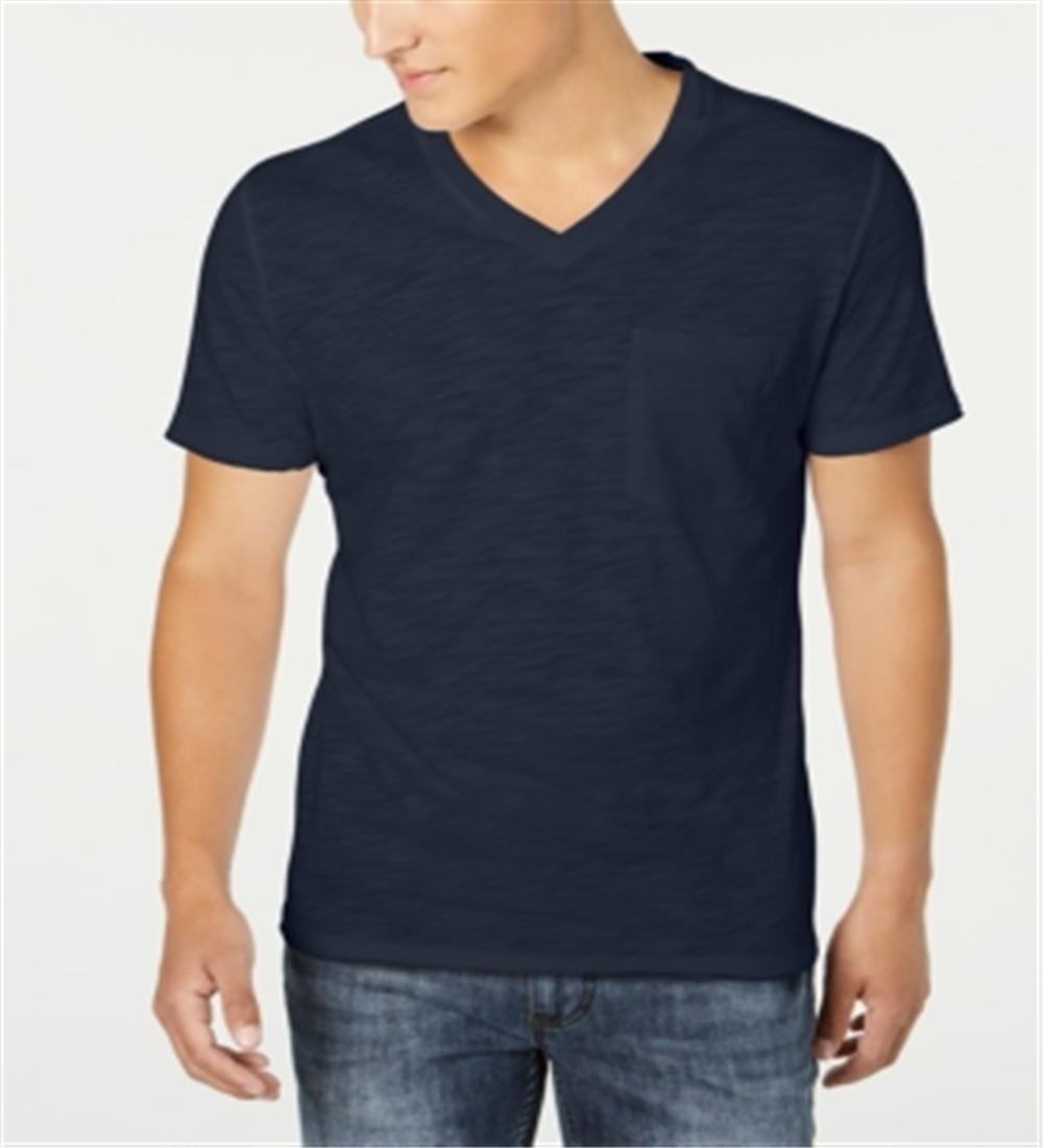 INC International Concepts Men's V Neck Pocket T-Shirt Blue Size Small