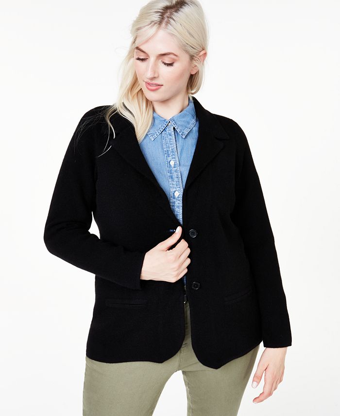 Charter Club Women's Plus Cashmere Blazer Black Size 0X