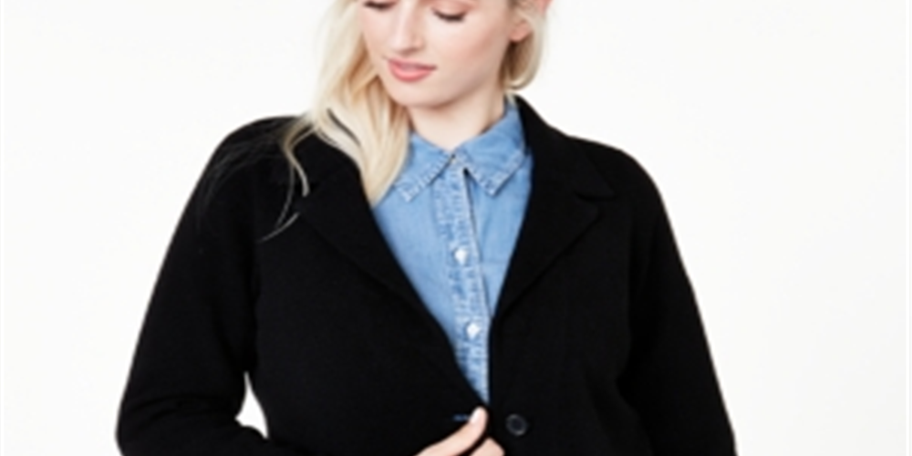 Charter Club Women's Plus Cashmere Blazer Black Size 0X