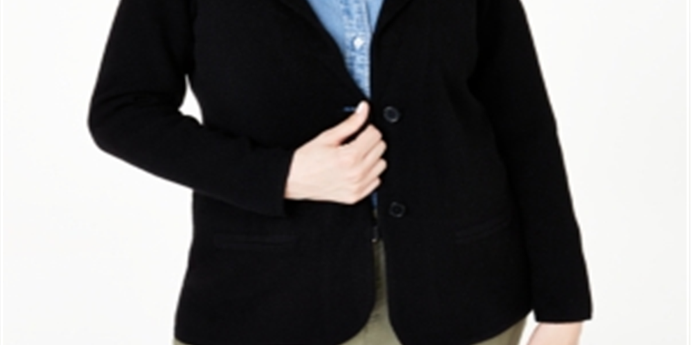 Charter Club Women's Plus Cashmere Blazer Black Size 0X