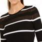 INC International Concepts Women's Illusion Striped Sweater Black Size Petite L