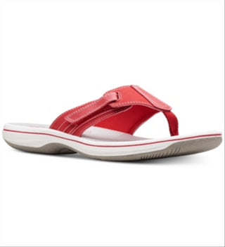 Clarks Women's Brinkley Sail Flip Flops Thong Slip on Red Size 8 M