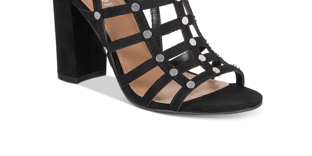 Report Women's Wesley Faux Caged Heels Suede Black Size 6 M