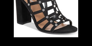 Report Women's Wesley Faux Caged Heels Suede Black Size 6 M