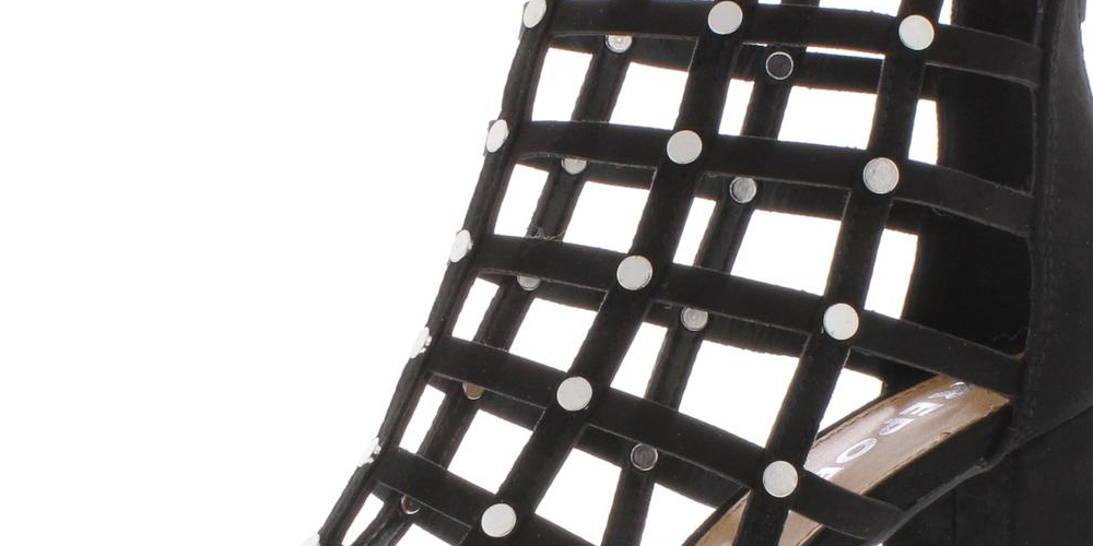Report Women's Wesley Faux Caged Heels Suede Black Size 6 M
