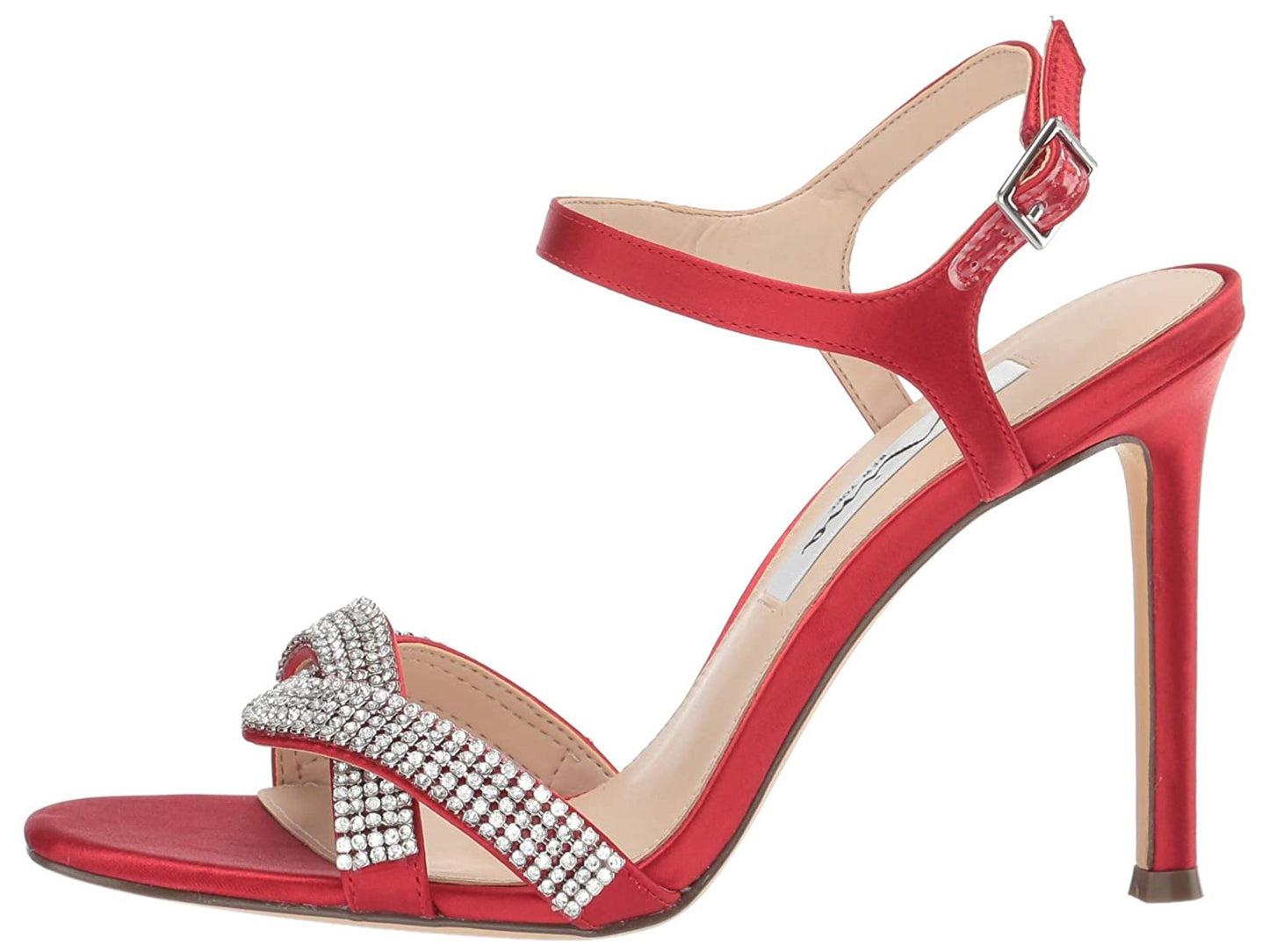 Nina Women's FREJA Satin Open Toe SlingBack Classic Pumps Red Size 8.5 M