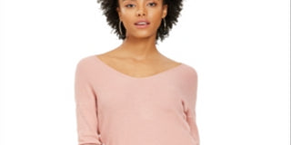 Bar III Women's Tulip Sleeve Henley Top Pink Size X-Small