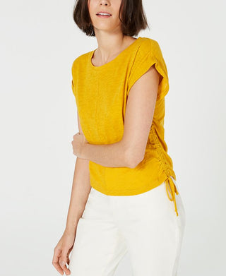 Bar III Women's T-Shirt Yellow Size Medium