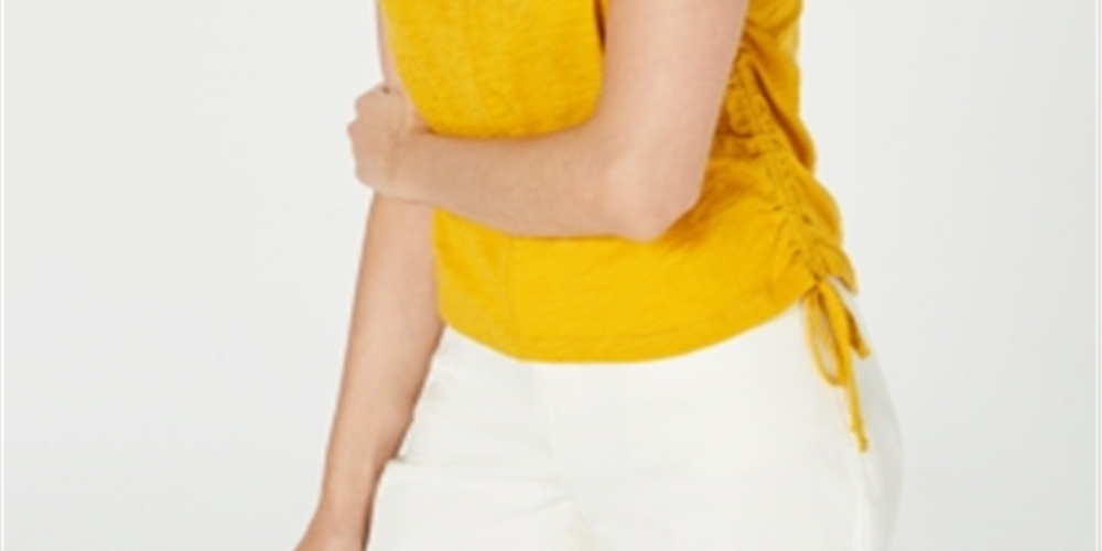 Bar III Women's T-Shirt Yellow Size Medium