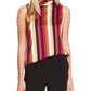 Vince Camuto Women's Striped Sleeveless Mock Top Red Size Large