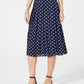 Charter Club Women's Dotted Pleated MIDI Skirt Blue Size Small