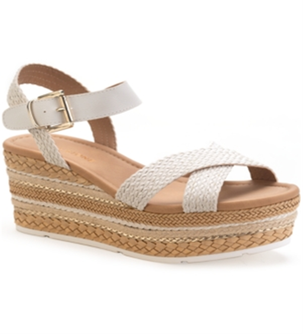 Sun + Stone Women's Callie Wedge Platform Espadrilles White Size 9.5 Medium