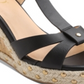 XOXO Women's Isla T Strap Espadrille Wedge Sandals Black  Size 9M