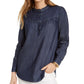 Tommy Hilfiger Women's Band Collar Top Blue Size Large