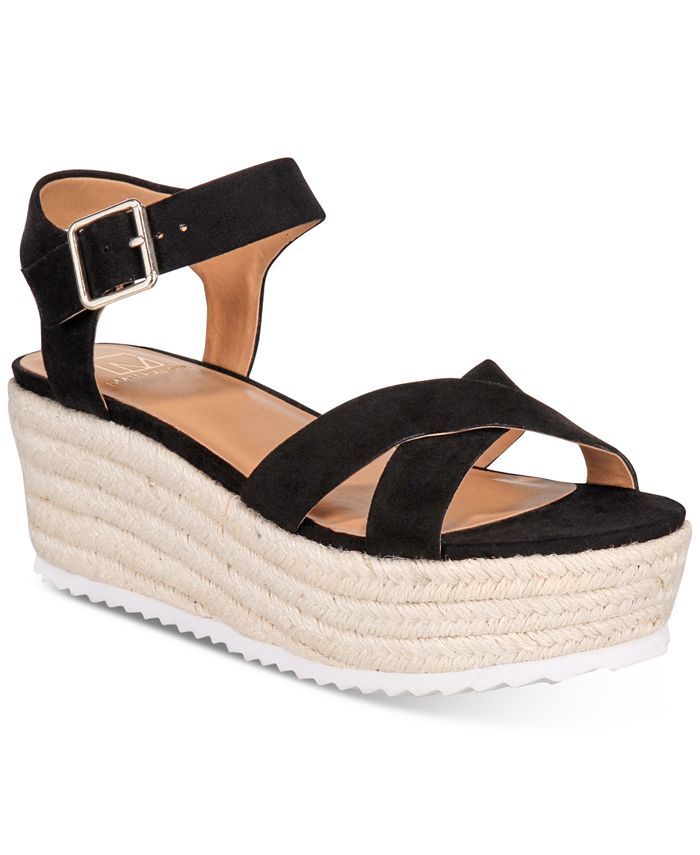 Material Girl Women's Brinny Faux Suede Ankle Strap Black Size 9 M