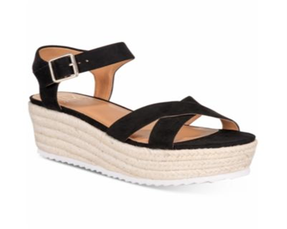 Material Girl Women's Brinny Faux Suede Ankle Strap Black Size 9 M