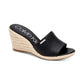 Calvin Klein Women's Britta Leather Open Toe Casual Platform Sandals Black Size 9.5 M