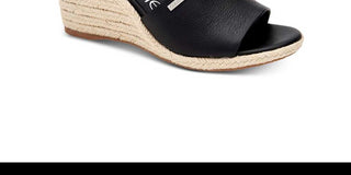 Calvin Klein Women's Britta Leather Open Toe Casual Platform Sandals Black Size 9.5 M