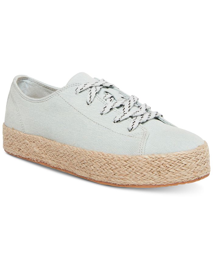 Madden Girl Women's Cannes Flatform Fabric Low Top Lace up Fashion Sneakers Brown Size 9 M