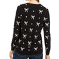 Charter Club Women's Bow Print Sweater Black Size Petite XL