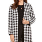 Kasper Women's Houndstooth Print Open Front Topper Jacket Black Size Medium