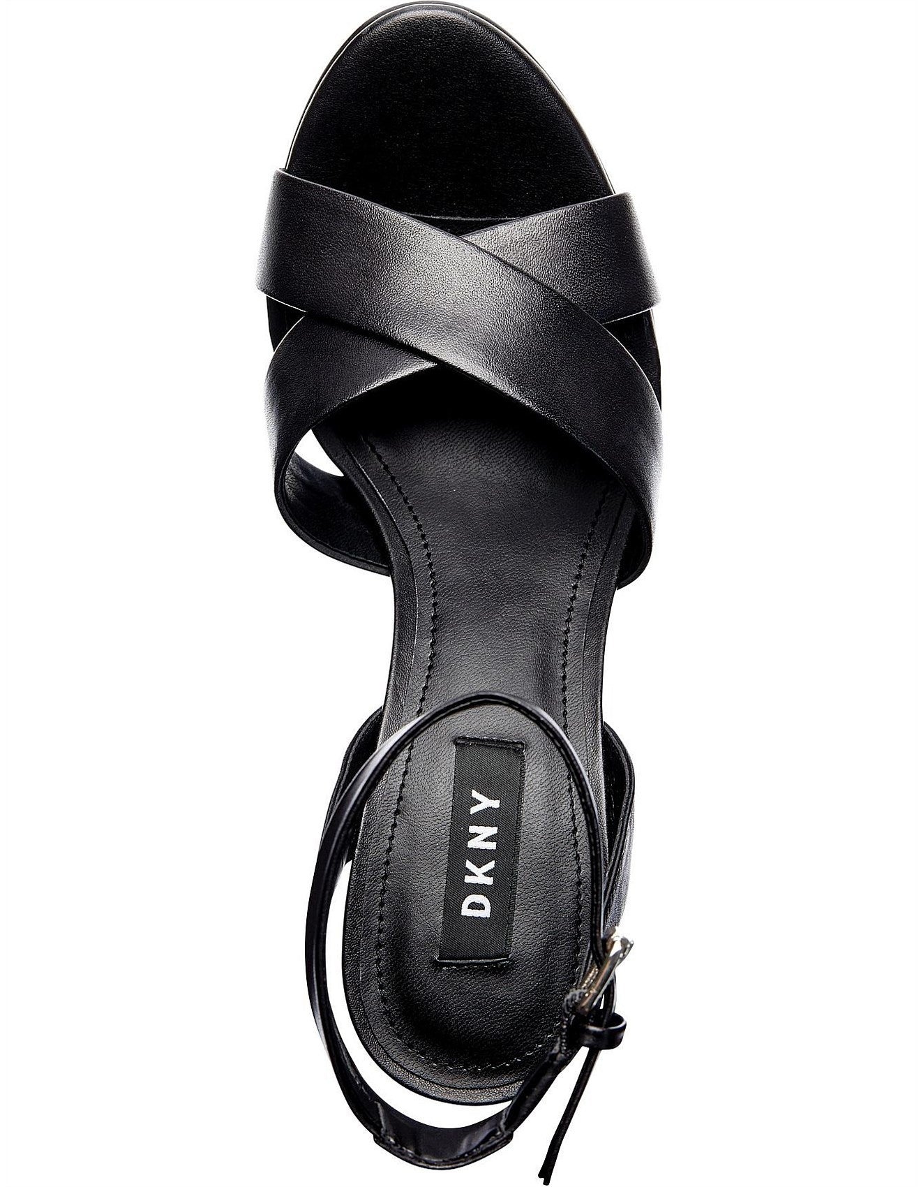 DKNY Women's Leather Open Toe Ankle Strap Classic Pumps Black Size 6 M