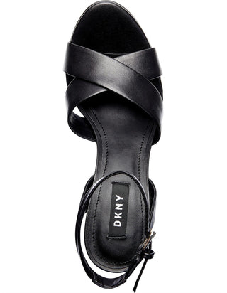 DKNY Women's Leather Open Toe Ankle Strap Classic Pumps Black Size 6 M