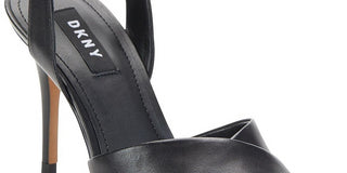 DKNY Women's Leather Open Toe Ankle Strap Classic Pumps Black Size 6 M