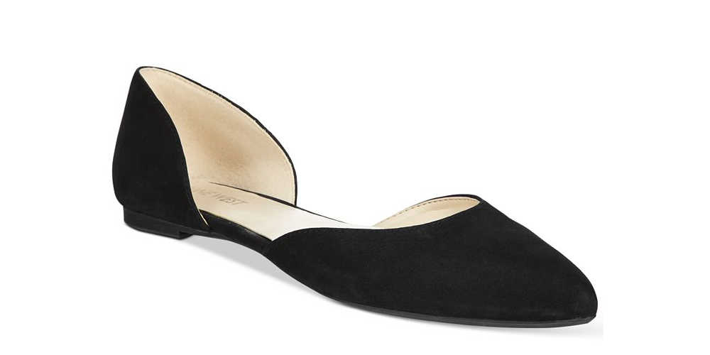 Nine West Women's Starship Leather Pointed Toe Ballet Flats Black Size 6.5 M