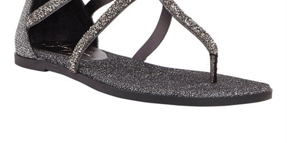 Jessica Simpson Women's Cammie Thong Sandal Silver Size 5.5 M
