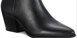 American Rag Women's Cushioned Comfort Eryn Pointed Toe Block Heel Zip up Leather Booties Black Size 9.5 M