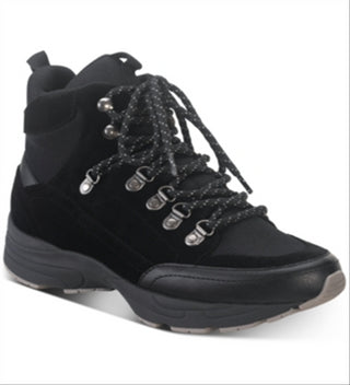 American Rag Women's 0.5 Platform Removable Insole Comfort Margie Round Toe Wedge Lace up Athletic Sneakers Black Size 9.5 M