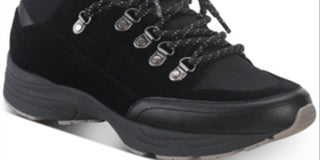 American Rag Women's 0.5 Platform Removable Insole Comfort Margie Round Toe Wedge Lace up Athletic Sneakers Black Size 9.5 M